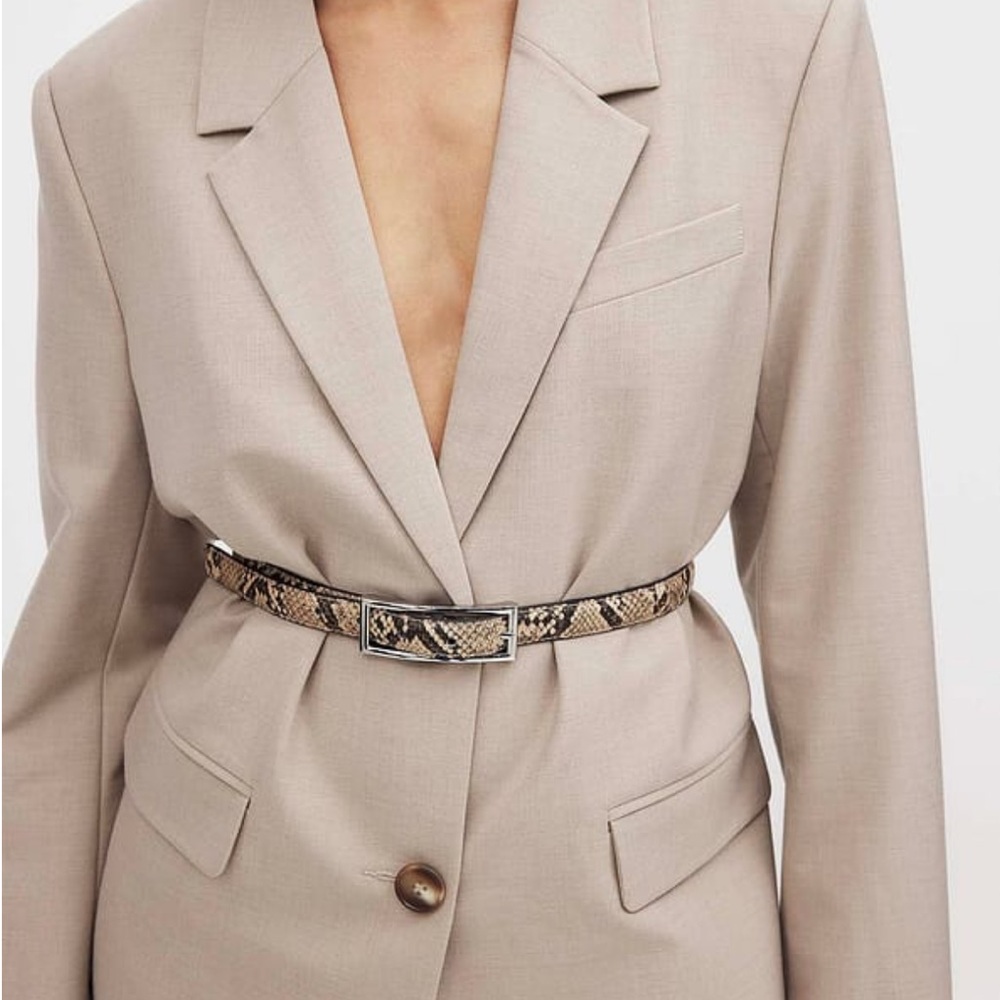 NA-KD Slim Buckle Chic Snake Python Print Belt